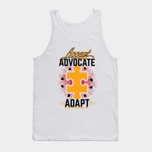 Accept Advocate Adapt Autism Awareness Gift Ideas Month Autism Acceptance Month Puzzle Piece Tank Top